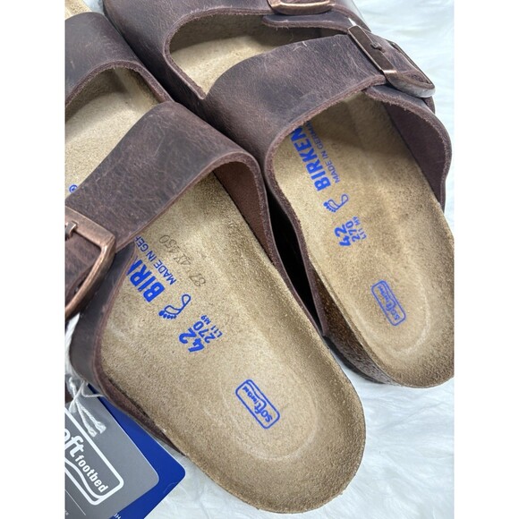 Birkenstock BRAND NEW Arizona Soft Foot Bed Leather Sandals Habana Brown 42 11 - Picture 5 of 7
